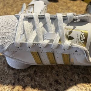 Adidas Gold and White Superstar